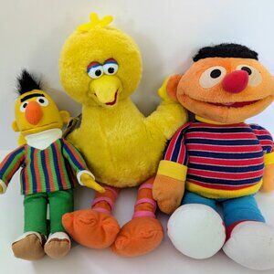 Vintage Sesame Street Plush Stuffed Doll Toys Bundle Lot Bert Ernie Big Bird